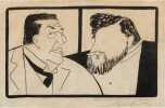 Important dessin - portraits d'Alfred Edwards et du baron de Rothschild. Sacha Guitry (1885-1957), écrivain, réalisateur.