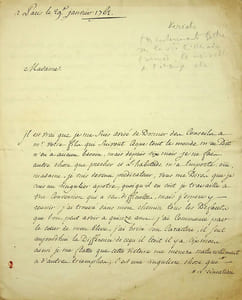 Lettre autographe signée à Françoise de Palatinat-Soulzbach