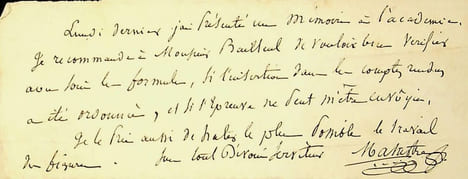 Lettre autographe signée . Alcippe Mahistre (1811-1860), mathématicien, mécanicien, spécialiste des machines à vapeur, professeur à Lille.