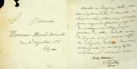 Lettre autographe signée . Victor Ségalas (1802-1886), avocat, époux de la poétesse Anaïs Ségalas.