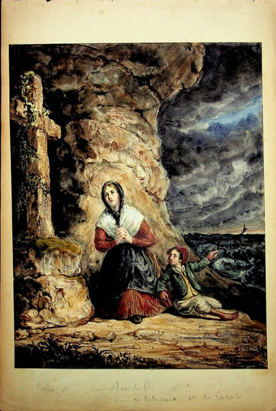Beau dessin original. Constant Dutilleux (1807-1865), peintre, dessinateur, graveur.