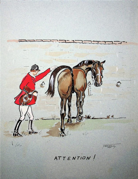 Dessin original. [Equitation] Y de Saint Seine (XXe), artiste.