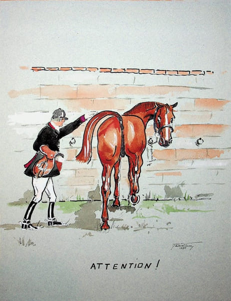 Dessin original. [Equitation] Y de Saint Seine (XXe), artiste.