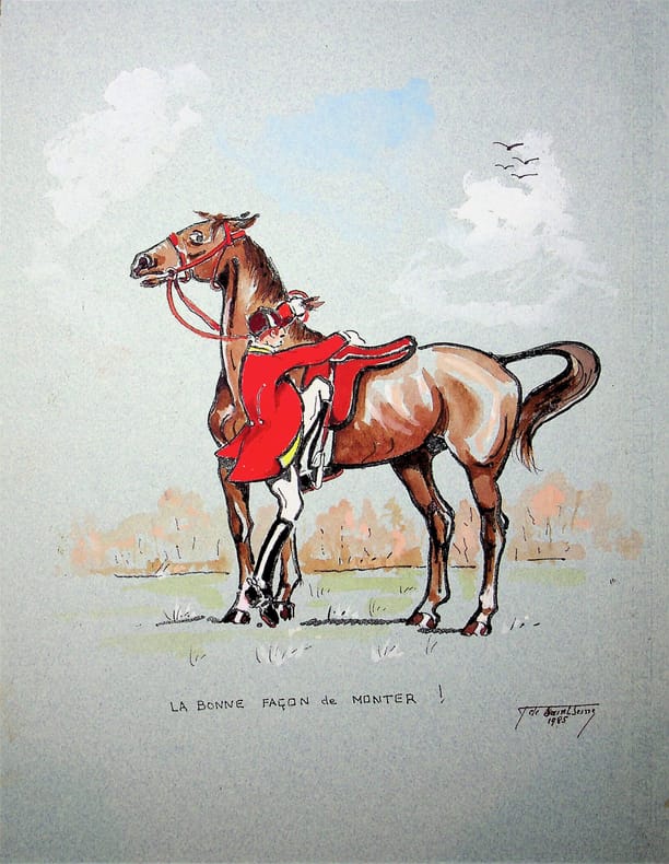 Dessin original. [Equitation] Y de Saint Seine (XXe), artiste.