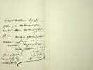Lettre autographe signée. Lazare Isidor (1813-1888), grand-rabbin de France de 1867 à sa mort. 