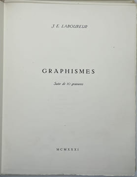 Graphismes - suite de 10 gravures - en 2 états, enrichi d'un dessin original et de la 11e gravure en 2 états. Jean-Emile Laboureur,