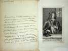 Lettre autographe signée. Camille d'Hostun (1652-1728), comte de Tallard, maréchal de France et diplomate.
