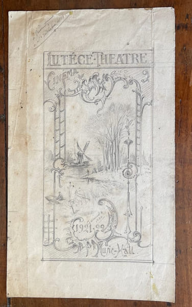 Dessin original - Projet de publicit&eacute; pour le Lut&egrave;ce-Th&eacute;&acirc;tre pour la saison 1921-1922.. [Dessin original, Lut&egrave;ce-Th&eacute;&acirc;tre] G.H., 