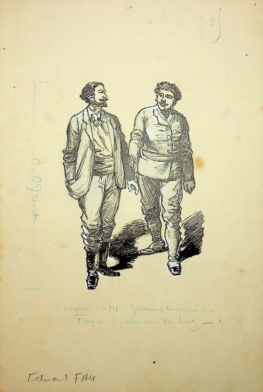 Dessin original pour le roman de Georges Le Faure, La Guerre sous l'Eau. [Dessin original] Fernand Fau (1858-1915), illustrateur, caricaturiste.