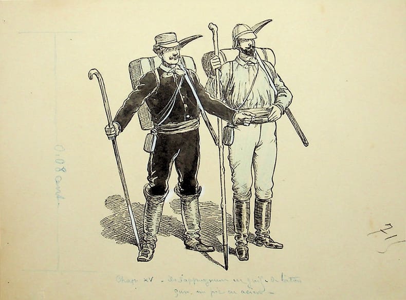 Dessin original pour le roman de Georges Le Faure, La Guerre sous l'Eau. [Dessin original] Fernand Fau (1858-1915), illustrateur, caricaturiste.