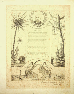 Sonnet dédié à Ferdinand de Lesseps.. [Ferdinand de Lesseps] Alfred Piat (1826-1896), notaire, bibliophile