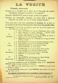 [6 février 1934] Affichette « La Vérité », anonyme et antimaçonnique suite au 6 février 1934.
