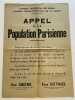 [Paris, Occupation] Appel à la Population Parisienne.. [Paris, Occupation] Appel à la Population Parisienne.