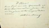 Pièce autographe signée. Albéric Second (1817-1887), écrivain. 