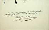 Pièce autographe signée. Théodore Barrière (1821-1877), écrivain. 