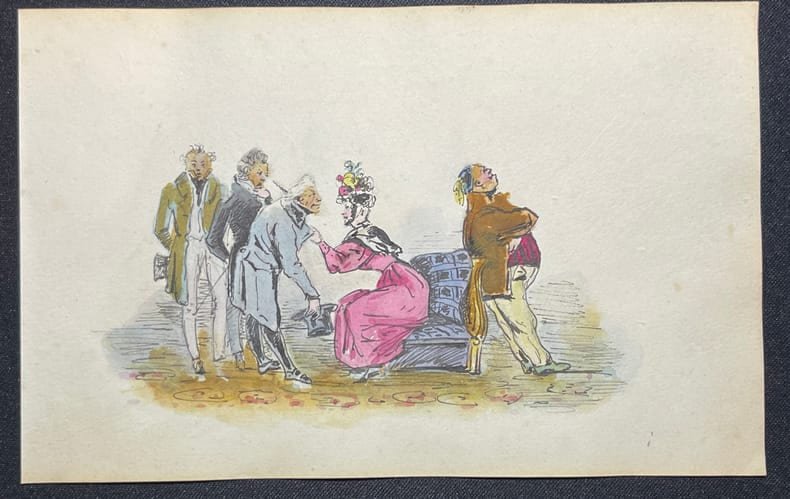 Les vieux c&eacute;libataires.. [Dessin romantique] Henry Monnier (1799-1877), 