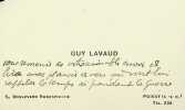 Carte autographe signée à Pierre Béarn. Guy Lavaud (1883-1958), poète.