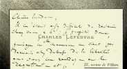 Carte autographe signée. Charles Lefebvre (1843-1917), compositeur, deuxième grand prix de Rome 1870.