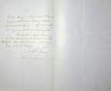 Lettre autographe signée. Alexandre Goria (1823-1860), compositeur, pianiste.