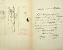 Lettre autographe signée. Emile Littré (1801-1881), médecin, philosophe, homme politique, à l'origine du dictionnaire éponyme. 