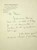 Lettre autographe signée. Henri Mondor (1885-1962), médecin, chirurgien, historien de la littérature.