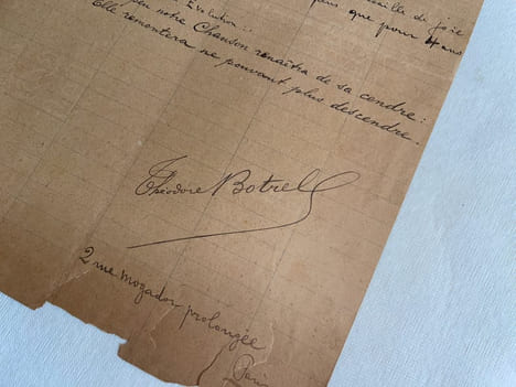 Lettre autographe signée + Pièce autographe signée. Théodore Botrel (1868-1925), célèbre chansonnier breton.