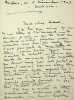 Lettre autographe signée. Georges Gasté (1869-1910), peintre orientaliste, photographe, actif en Afrique du Nord, Egypte et aux Indes. 