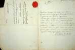 Lettre signée. Alexandre de Saint Quintin de Blet (1702-1748), comte de Blet, capitaine-lieutenant de la Compagnie des Chevau-lancier d'Anjou de 1734 ...