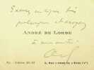 Carte autographe signée. André de Lorde (1869-1942), écrivain, prince de la terreur. 