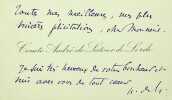 Carte autographe signée. André de Lorde (1869-1942), écrivain, prince de la terreur. 