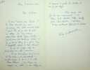 Lettre autographe signée à George-Day. Francis de Miomandre (1880-1959), écrivain, prix Goncourt 1908. 