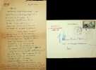 Lettre autographe signée à André Thérive. Julien Benda (1867-1956), écrivain, philosophe.