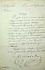 Lettre signée. Césaire Mathieu (1796-1875), évêque de Langres, archevêque de Besançon, cardinal.