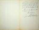 Lettre autographe signée à Auguste Dorchain. Georges Monval (1845-1915), avocat, acteur, archiviste à la Comédie-Française.