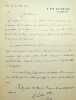 Lettre autographe signée. Henry Gauthier-Villars dit Willy (1859-1931), écrivain, critique. 