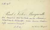 Carte autographe signée. Paul Margueritte (1860-1918), écrivain. 