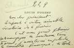 Lettre autographe signée. Louis Forest (1872-1933), écrivain, homme politique. 