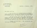 Lettre signée. André Maurois (1885-1967), écrivain. 