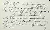 Carte autographe signée. Gustave Nadaud (1820-1893), poète, chansonnier.
