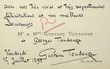 Carte autographe signée. Gustave Toudouze (1847-1904), écrivain, journaliste. 