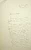 Lettre autographe signée. Victorien Sardou (1831-1908), écrivain. 