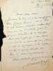 Lettre autographe signée. Fernand Gregh (1873-1960), poète, écrivain, membre de l'Académie française. 