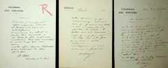 Lettre autographe signée (lot de 3). Arthur Ranc (1831-1908), journalis, homme politique, franc-maçon.