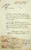Lettre autographe signée. Auguste Bruneau, marquis de Beaumetz (1759-1836), procureur général du Parlement de Flandres, député.