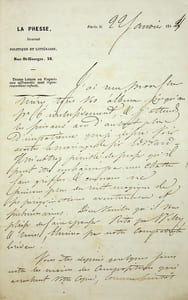 Lettre autographe signée à Joseph Méry