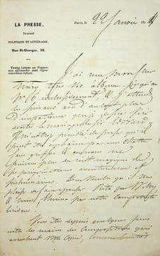 Lettre autographe signée à Joseph Méry. Alexandre Dujarrier (1815-1845), journaliste, tué en duel, ami de Dumas fils. 