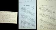 Lettre autographe signée à l'écrivain Jean Ajalbert (lot de 3). Bernard Zimmer (1893-1964), écrivain, scénariste, dialoguiste. 