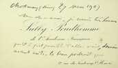 Carte autographe signée. Sully Prudhomme (1839-1907), poète, premier prix Nobel de littérature. 