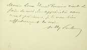 Carte autographe signée. Sully Prudhomme (1839-1907), poète, premier prix Nobel de littérature. 