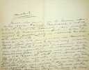 Lettre autographe signée à Jacques Heugel. Jane Catulle-Mendès (1867-1955), poétesse. 